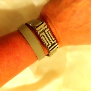Tory Burch gray rubber Fitbit cover double strand